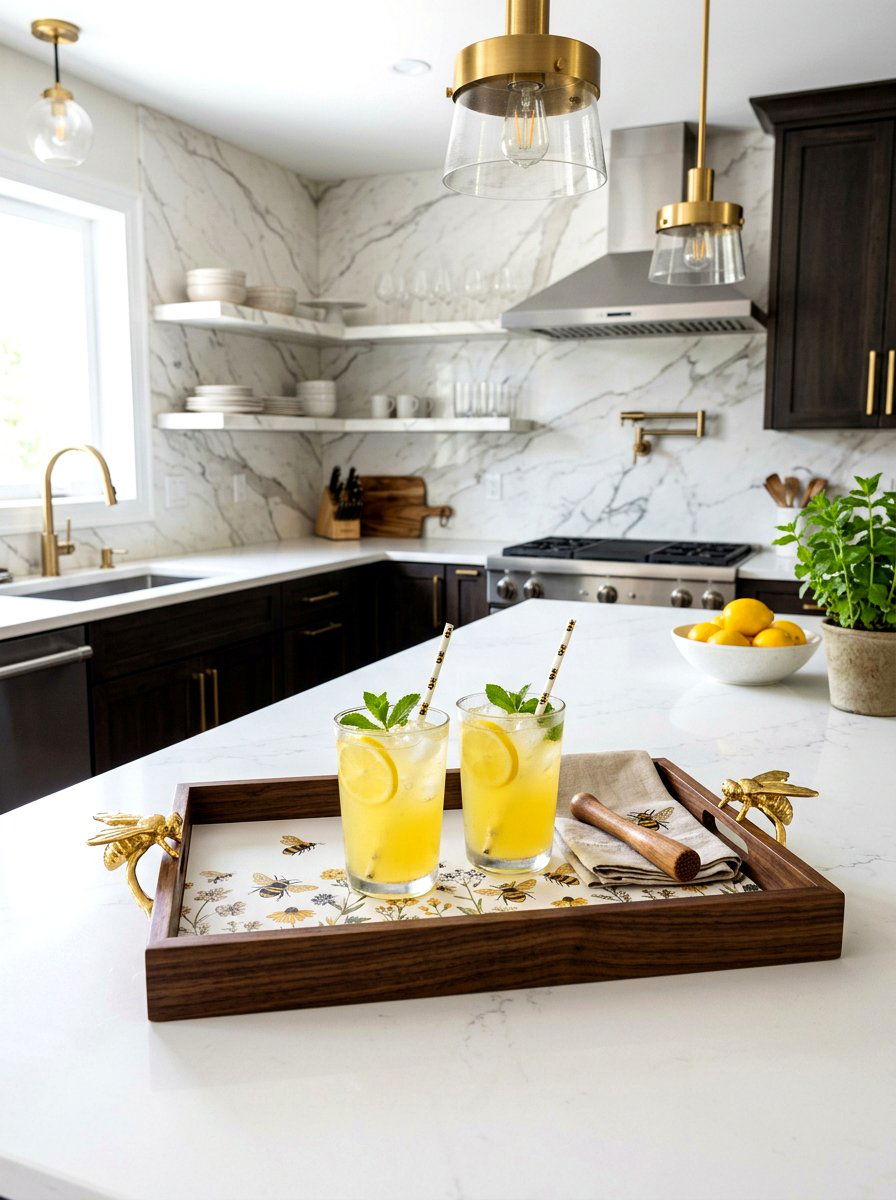 Bee Topped Serving Tray - 25 Spring Bee Decor Ideas for Kitchen