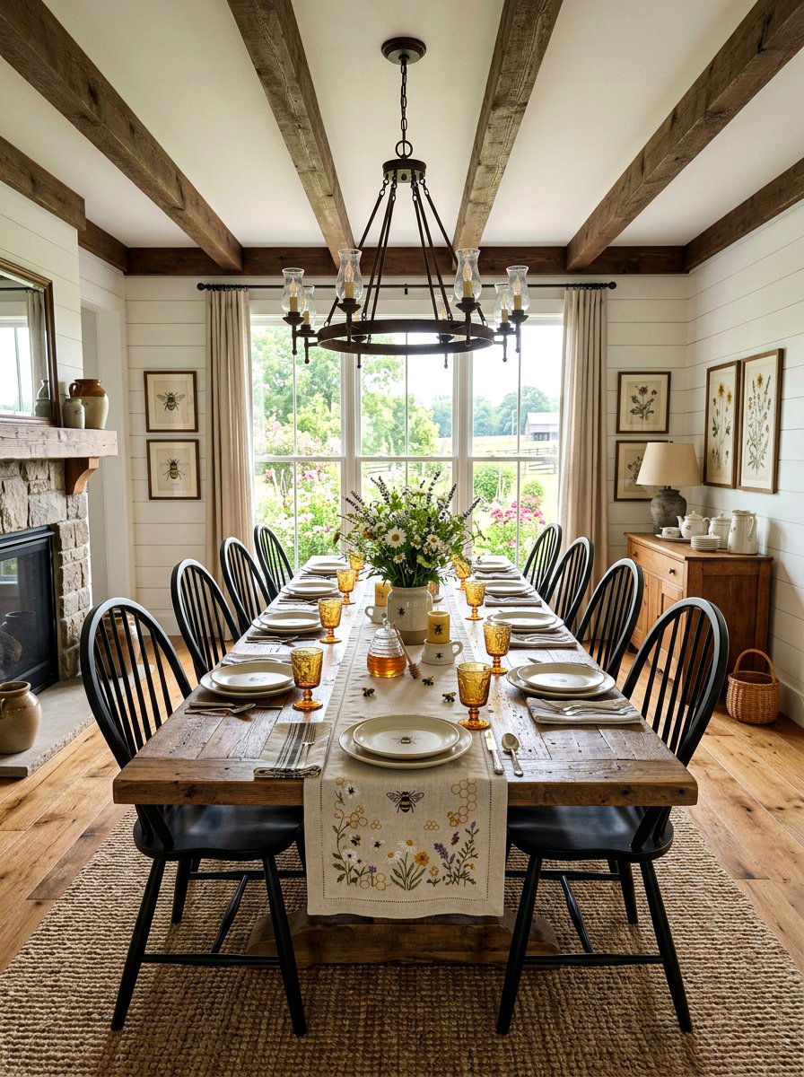 Bee farmhouse dining room - 25 Spring Bee Decor Ideas
