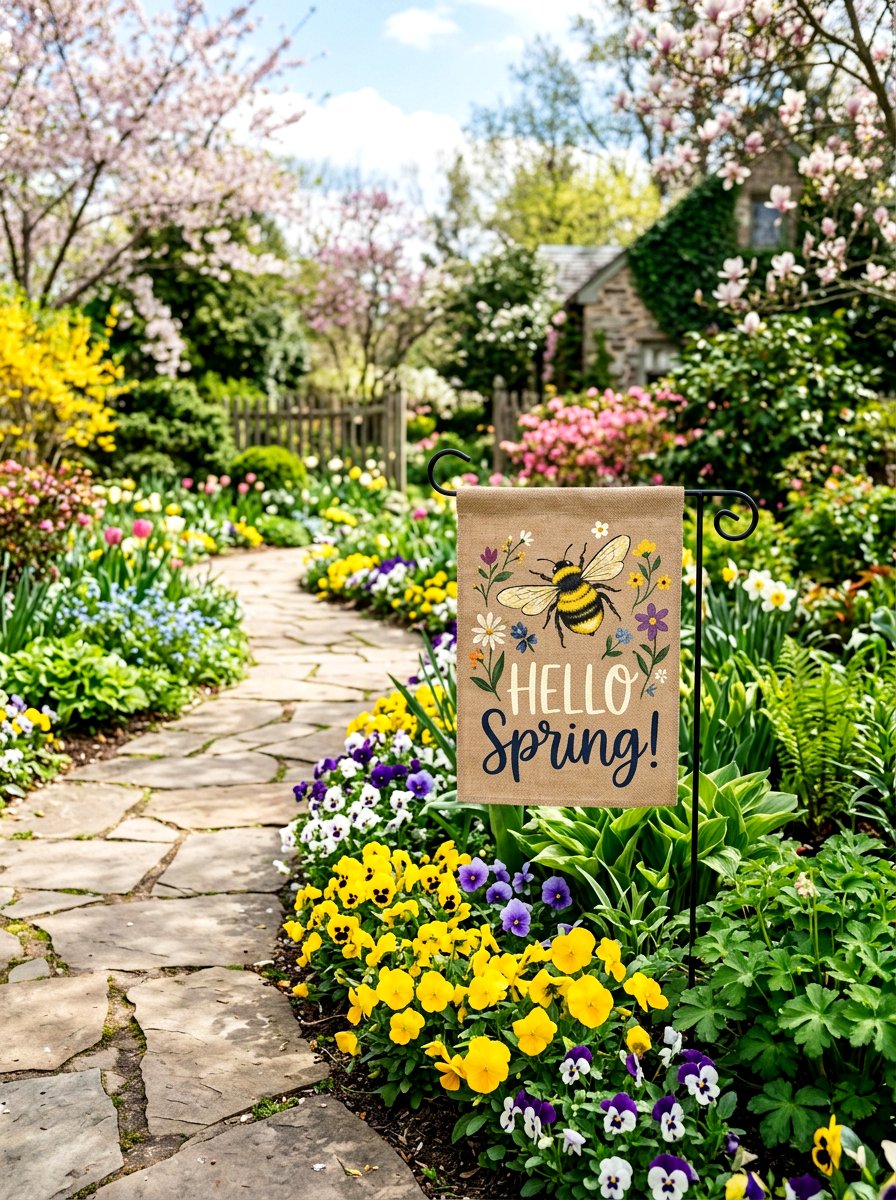 Bee garden flag - 25 Spring Bee Decor Ideas