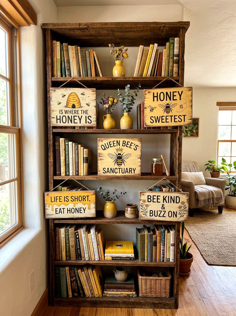 Bee wood sign decor - 25 Spring Bee Decor Ideas