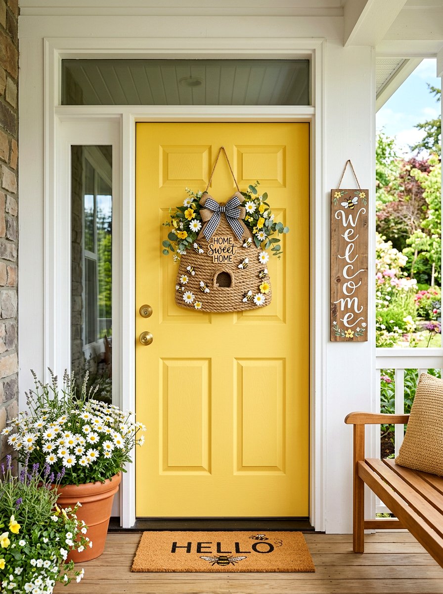 Beehive door hanger - 25 Spring Door Hanger Ideas
