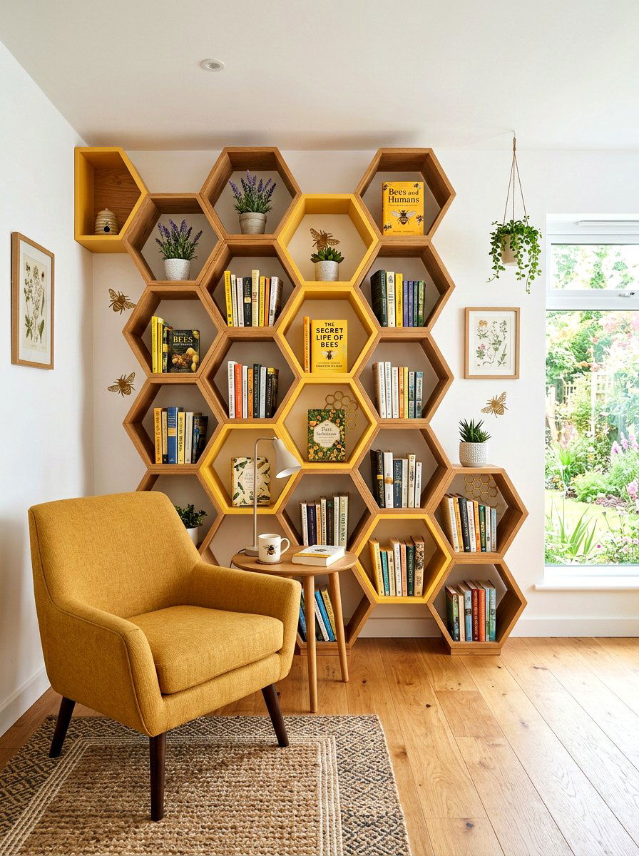 Beehive reading station - 25 Spring Bookshelf Ideas for Kids