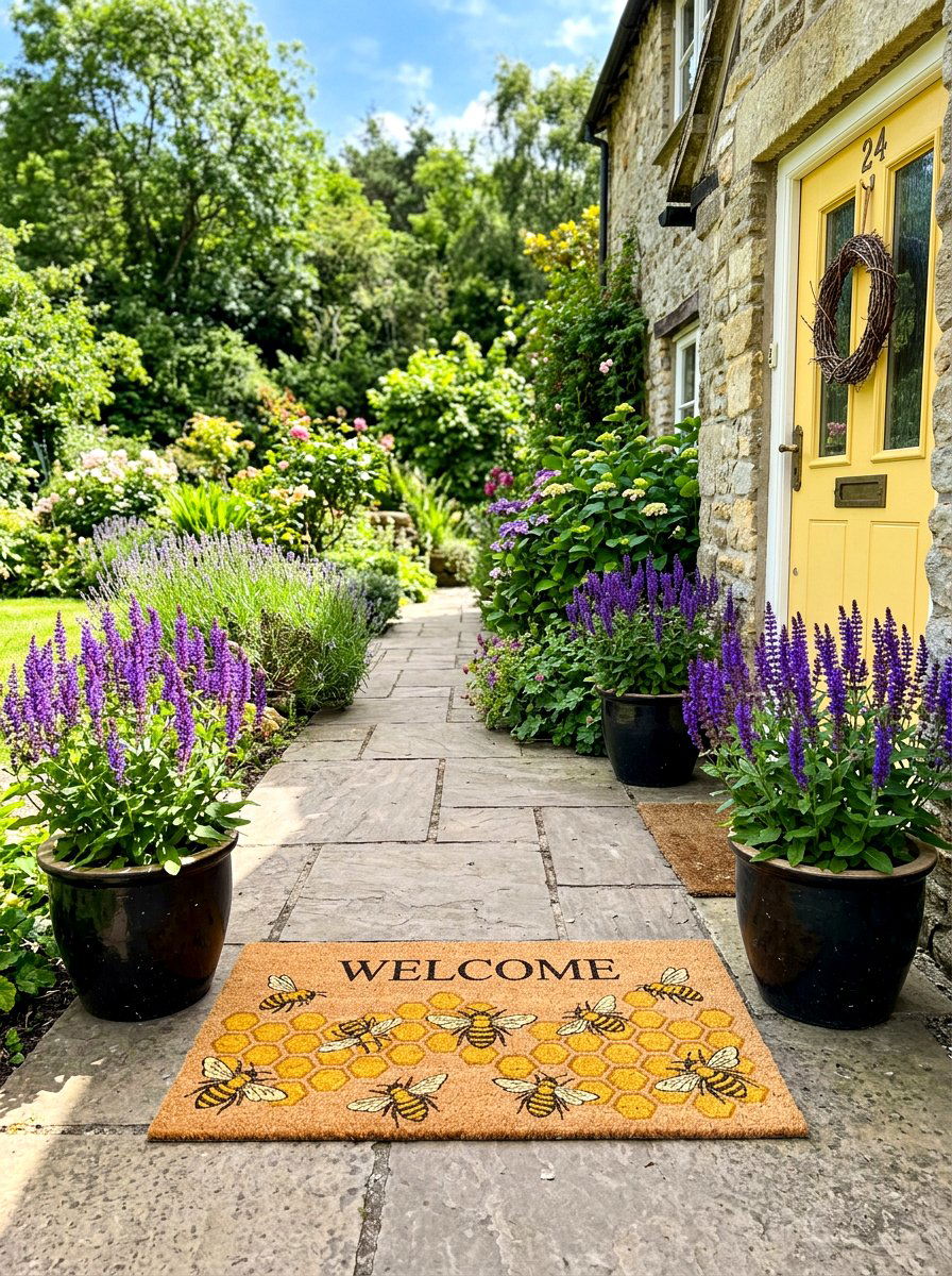 Bees And Honeycomb Doormat - 25 Spring Doormat Ideas
