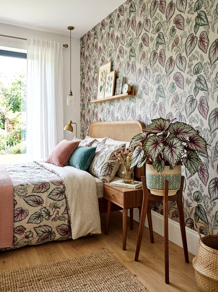 Begonia Patterned Room Decor - 25 Spring Bedroom Plant Ideas