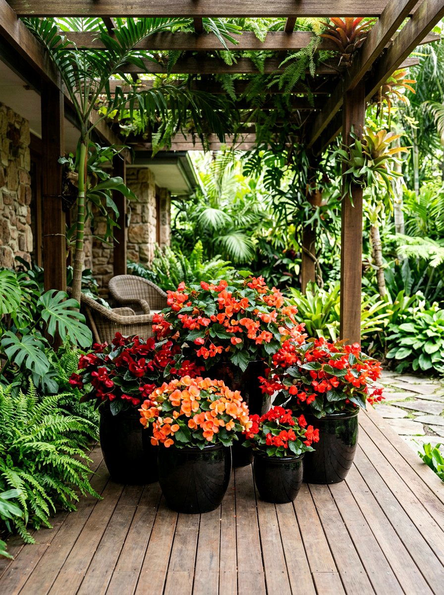 Begonia shade porch pots - 25 Spring Porch Flower Pot Ideas