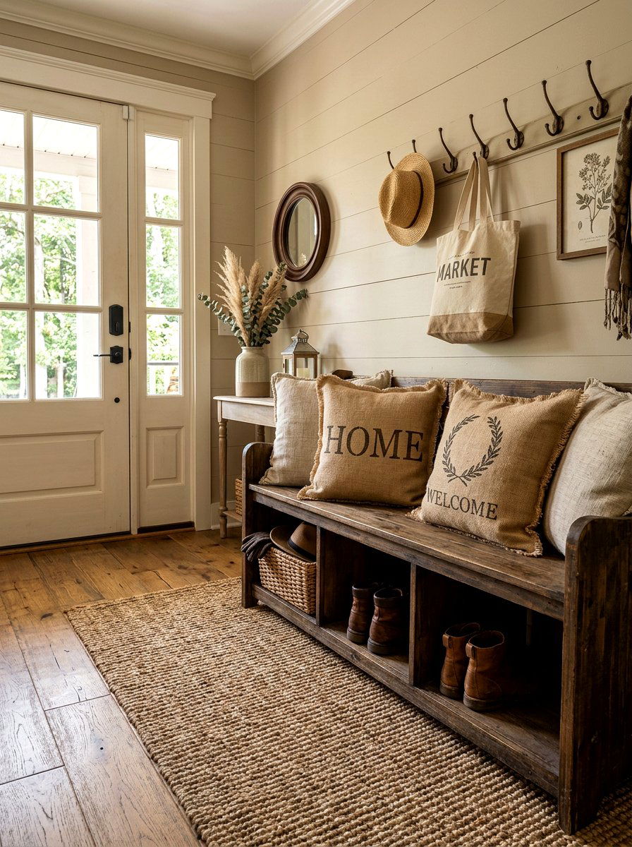 Beige Burlap Pillow - 25 Spring Pillow Ideas