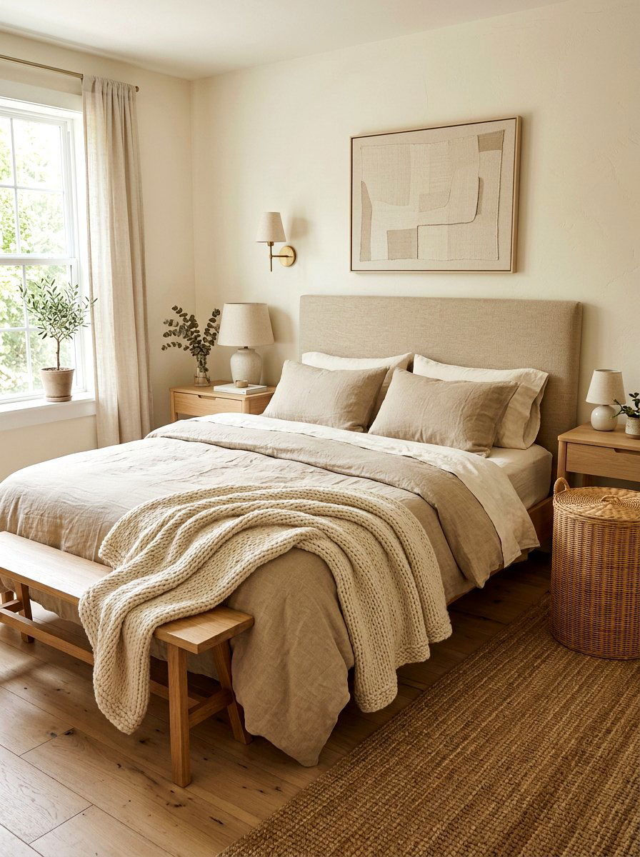 Beige Linen Bedding - 25 Spring Bedroom Linen Ideas