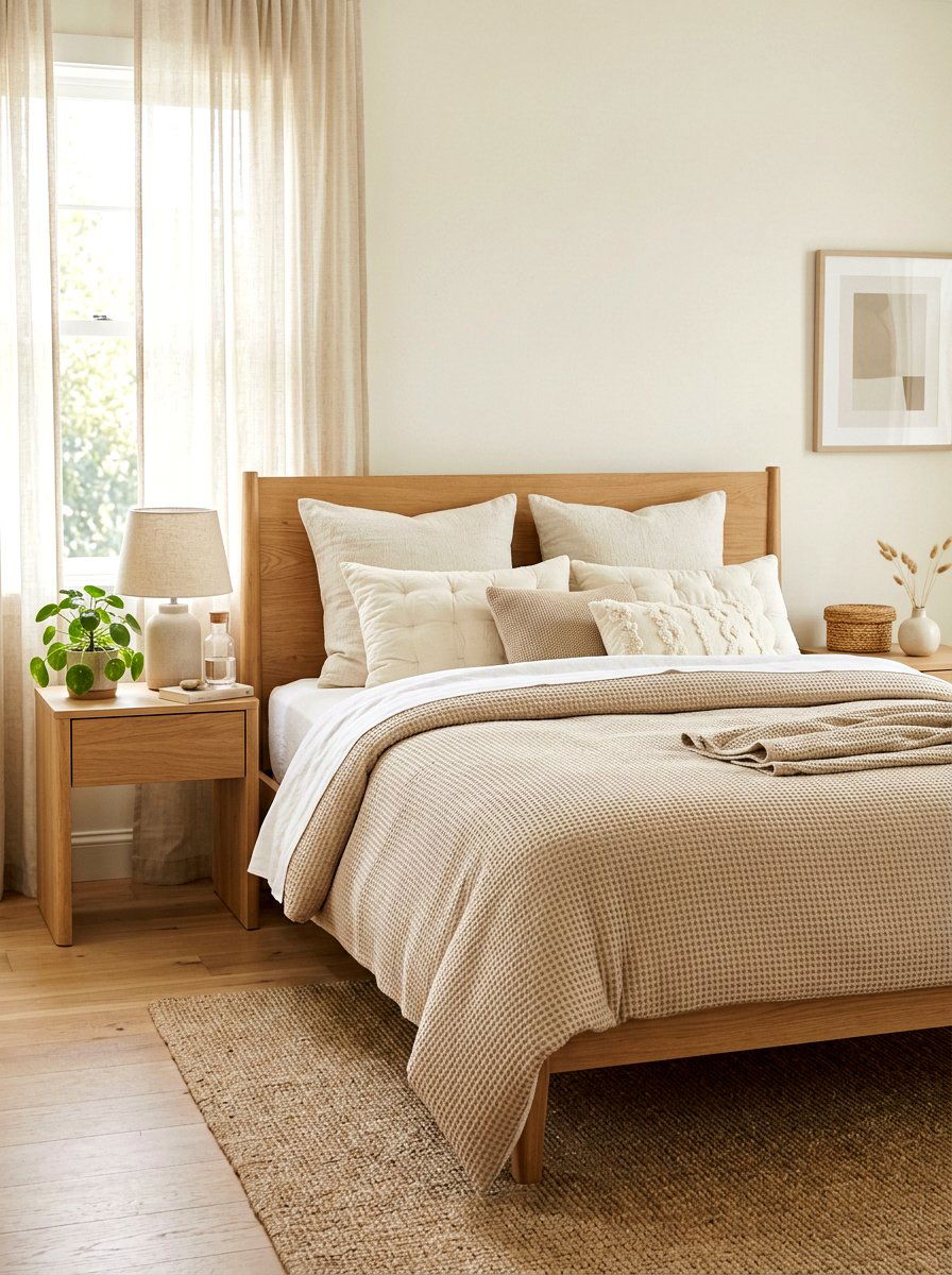 Beige Textured Bedding - 25 Spring Warm White Decor Ideas