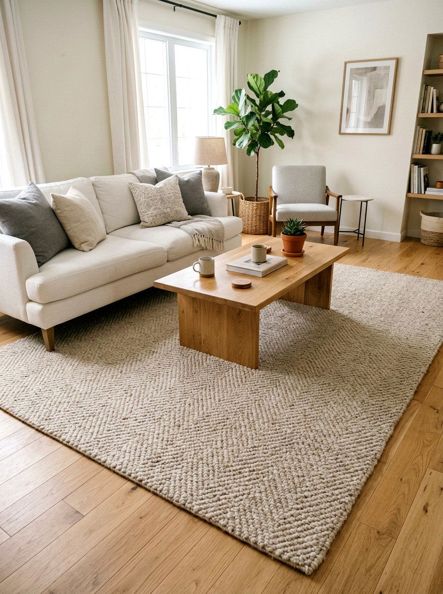 Beige Textured Rug - 25 Spring Neutral Decor Ideas