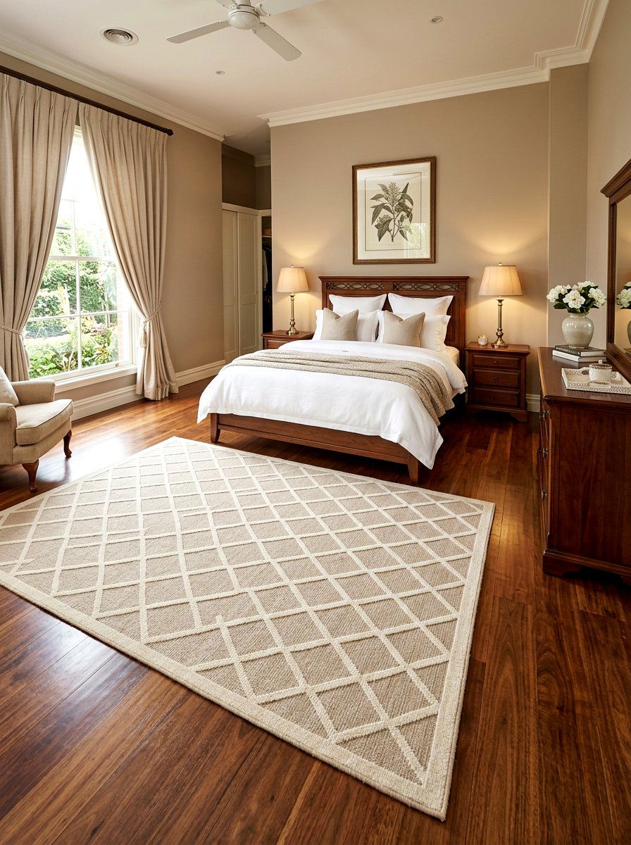 Beige Trellis Rug - 25 Spring Bedroom Rug Ideas