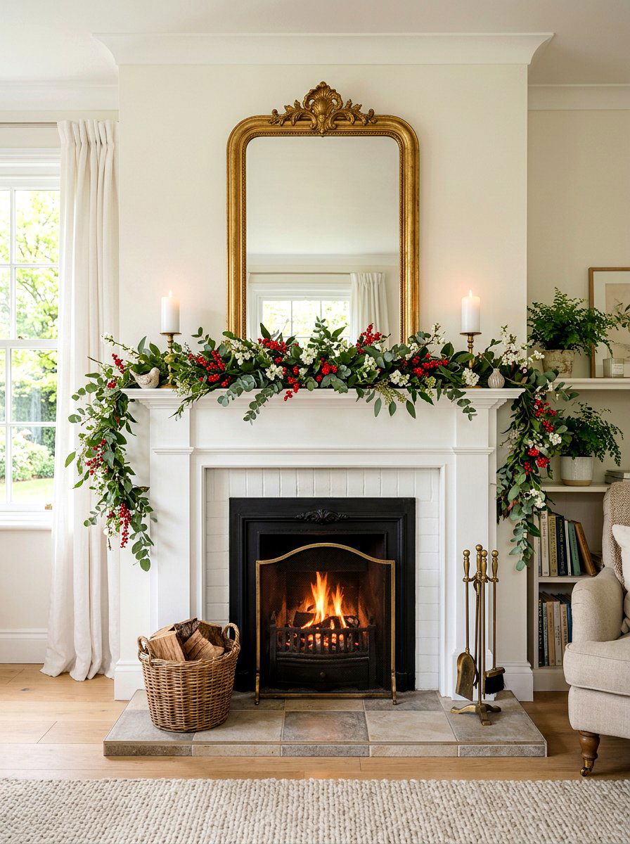 Berry Branch Garland For Fireplace Mantel - 25 Spring Berry Branch Decor Ideas