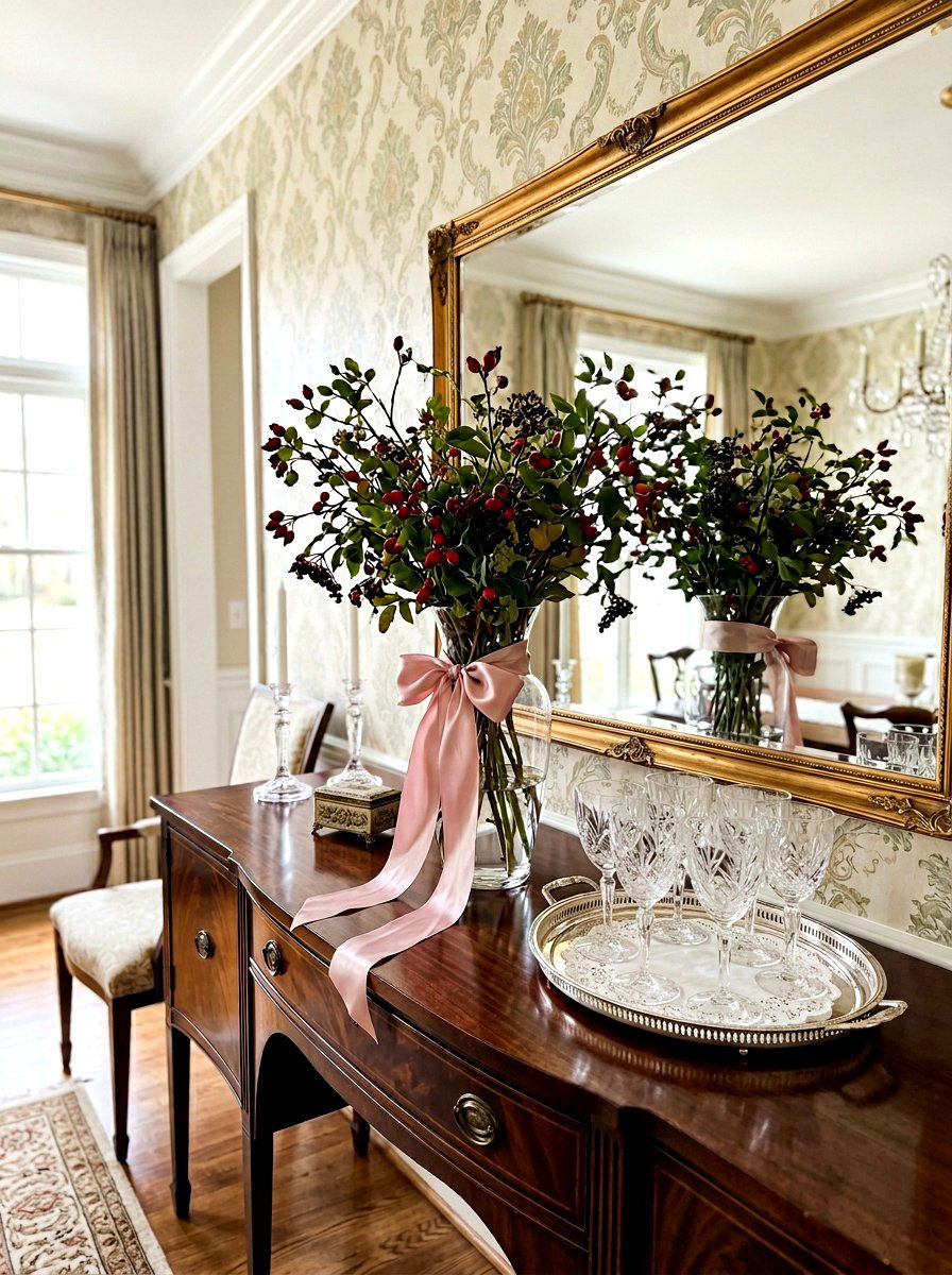 Berry Branches With Decorative Silk Ribbons - 25 Spring Berry Branch Decor Ideas