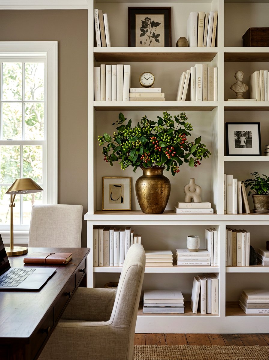 Berry Stems In Vintage Brass Vase - 25 Spring Berry Branch Decor Ideas