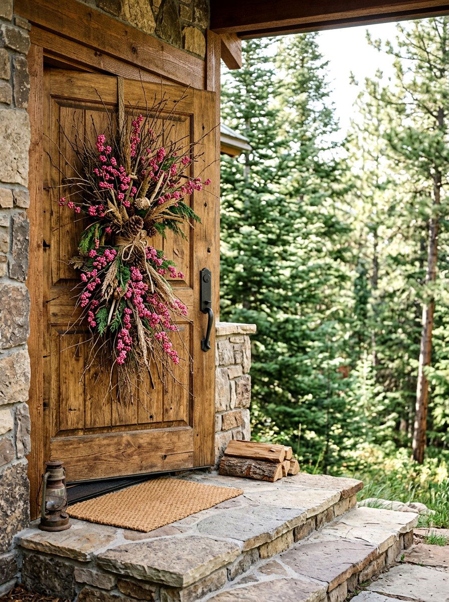 Berry and twig door swag - 25 Spring Door Swag Ideas