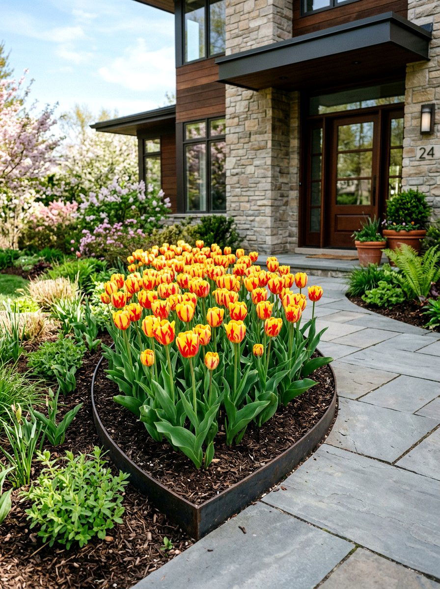 Bi color tulip arrangement - 25 Spring Tulip Garden Ideas