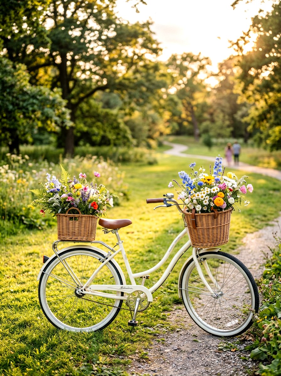 Bicycle Flower Basket - 25 Spring Flower Market Ideas