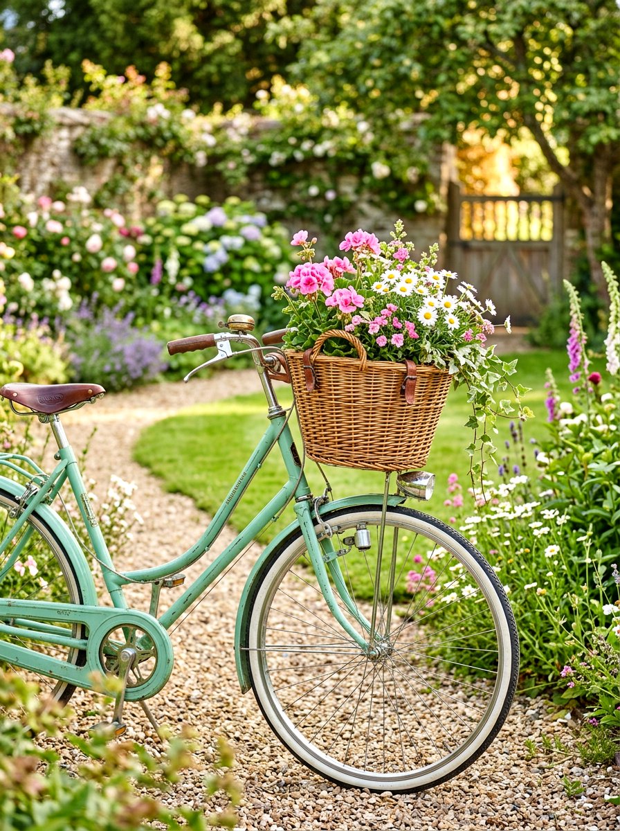 Bicycle Front Flower Basket - 25 Spring Flower Basket Ideas