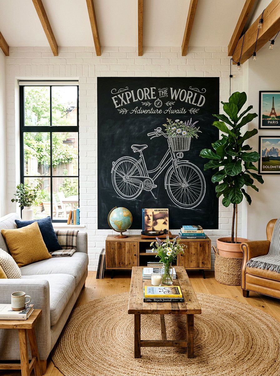 Bicycle With Flower Basket Chalkboard - 25 Spring Chalkboard Lettering Ideas