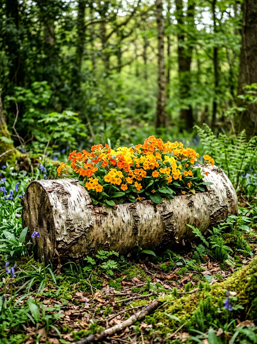 Birch Log Planter - 25 Spring Primrose Planter Ideas