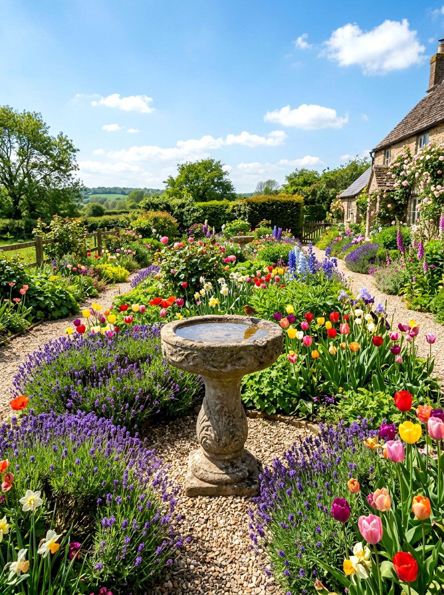 Bird Bath Water Feature - 25 Spring Outdoor Decor Ideas