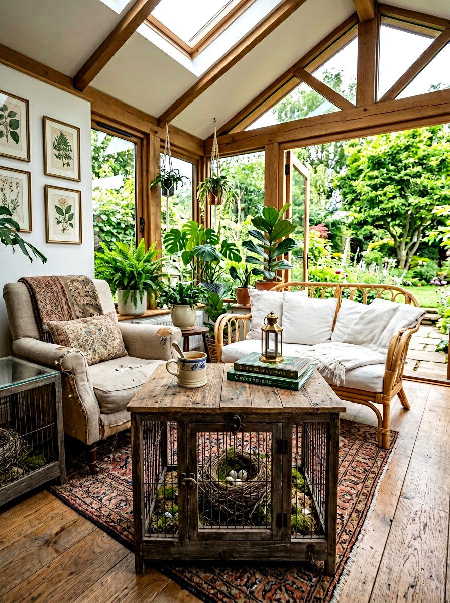 Bird Crate Side Table - 25 Spring Bird Decor Ideas