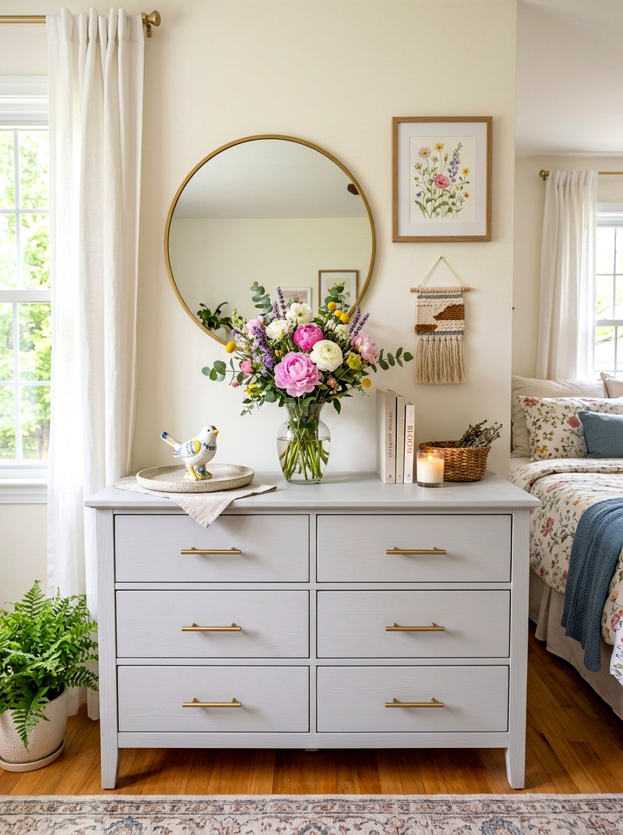 Bird Figurine Decor - 25 Spring Dresser Top Decor Ideas