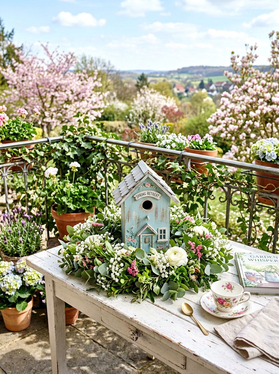 Bird House Decor - 25 Spring Balcony Table Decor Ideas