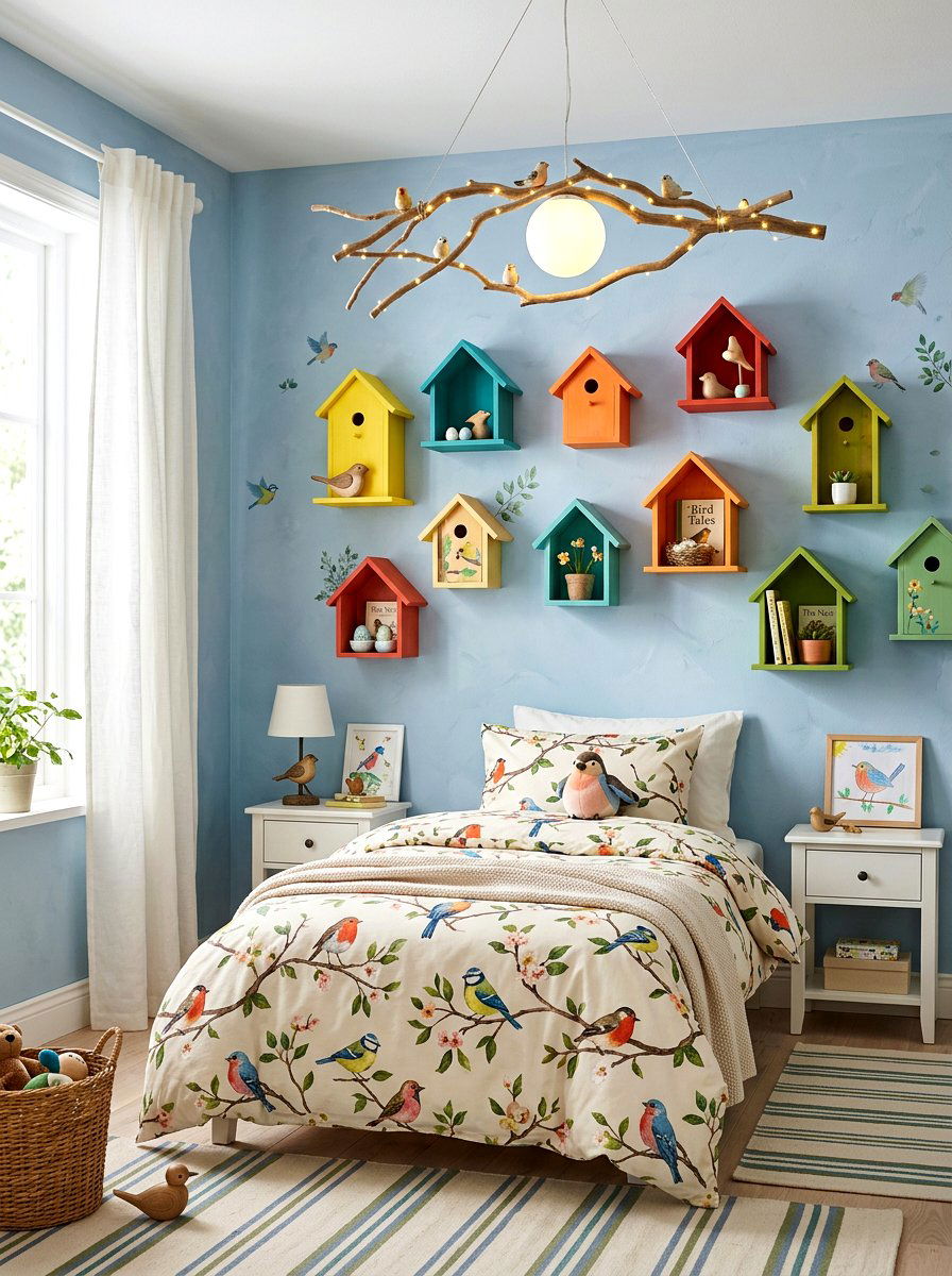 Bird House Wall Decor - 25 Spring Kids Room Decor Ideas