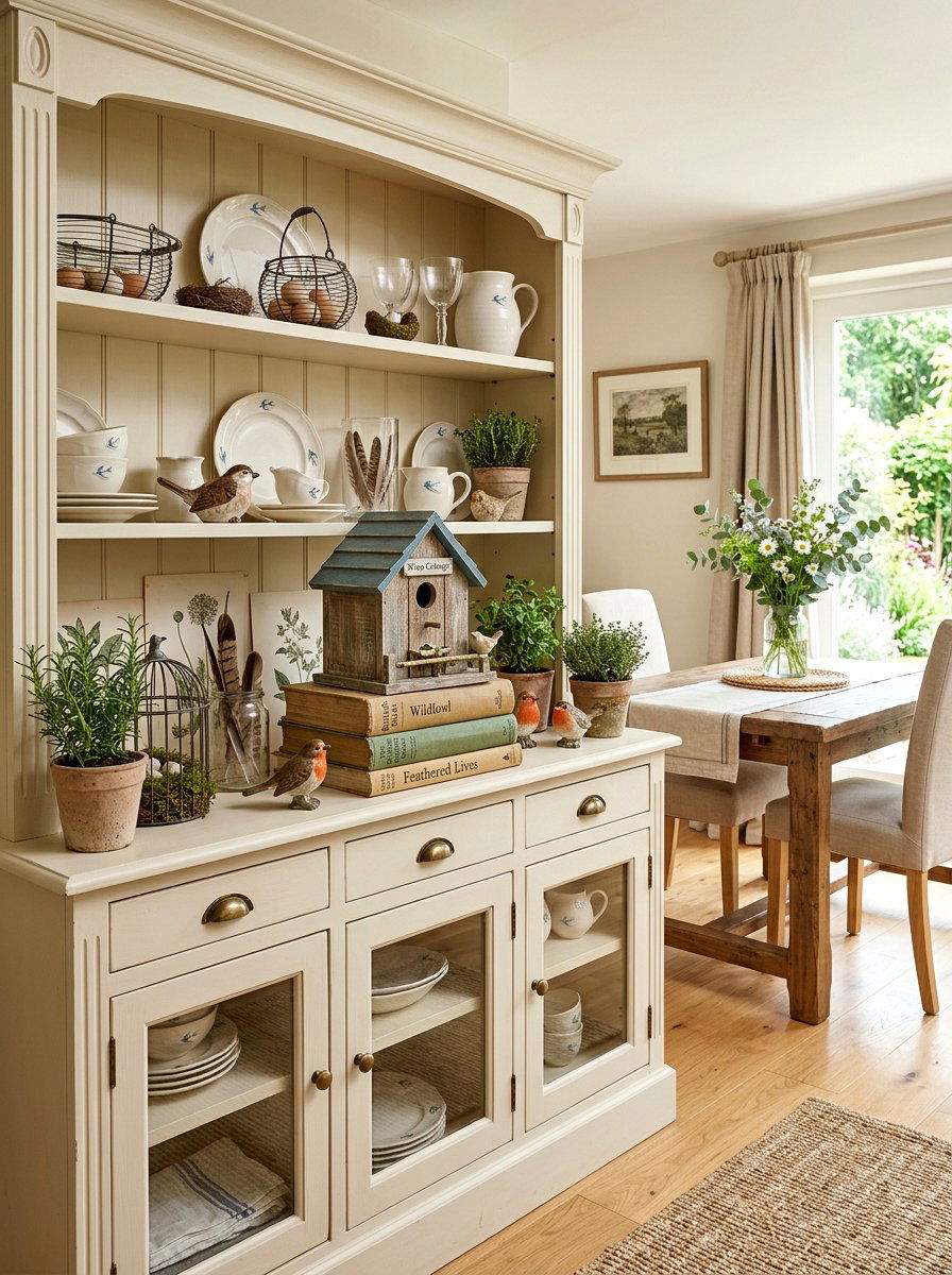 Bird House - 25 Spring China Cabinet Decor Ideas