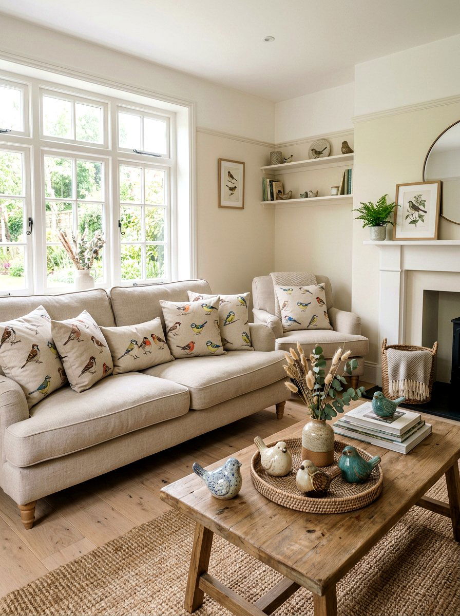 Bird Motif Accessories - 25 Spring Sitting Room Decor Ideas