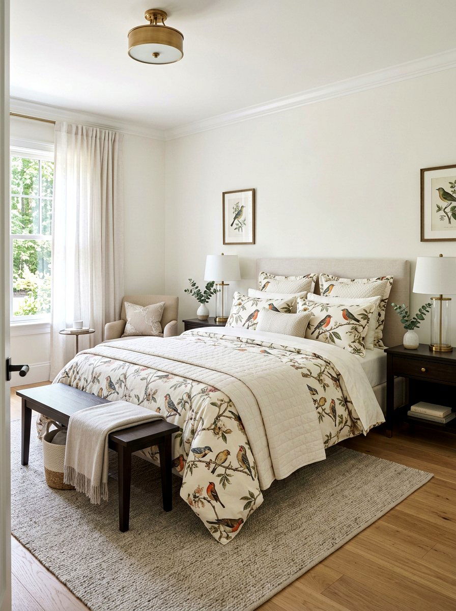 Bird Motif Bedding - 25 Spring Bird Decor Ideas