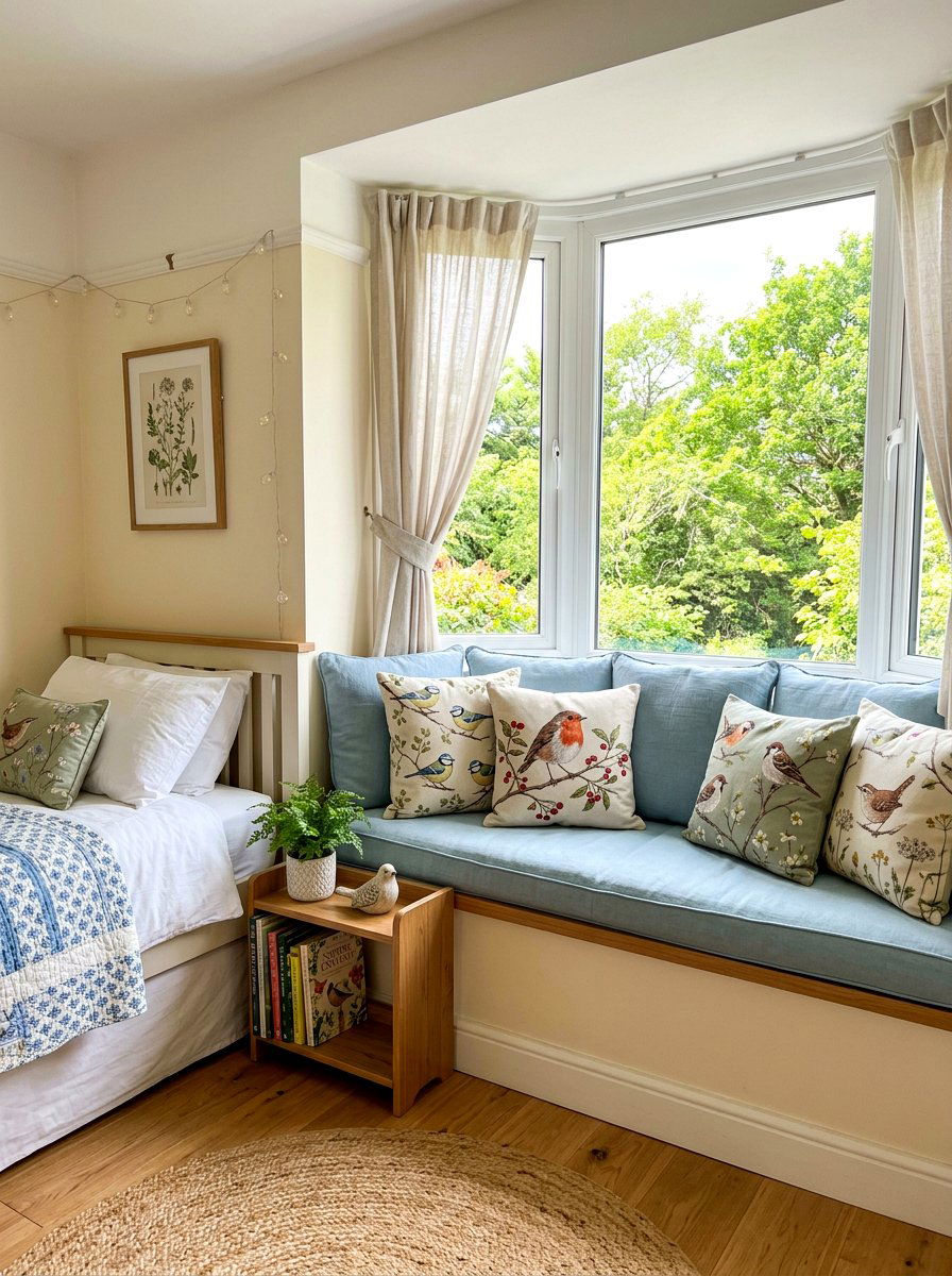 Bird Motif Throw Pillow - 25 Spring Girl Room Decor Ideas