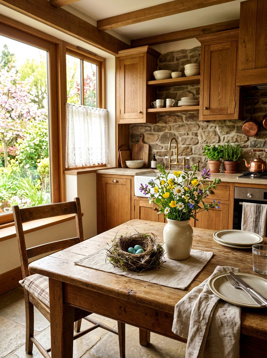 Bird Nest Accent - 25 Spring Kitchen Table Arrangement Ideas