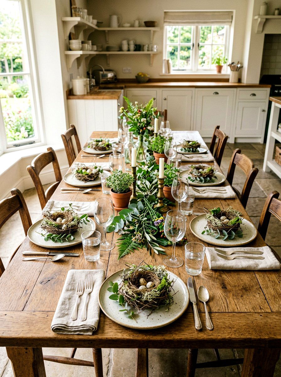 Bird Nest Accents - 25 Spring Kitchen Table Decor Ideas