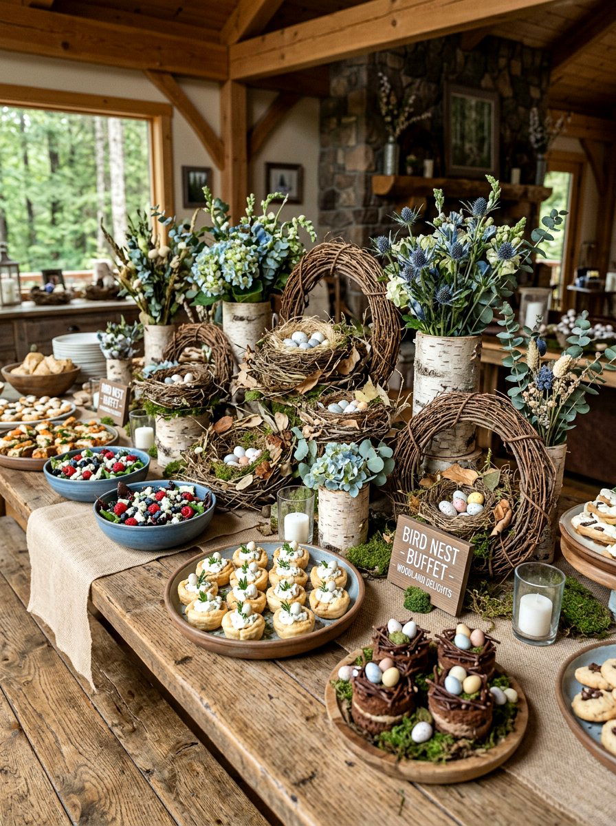 Bird Nest Buffet - 25 Spring Buffet Decor Ideas