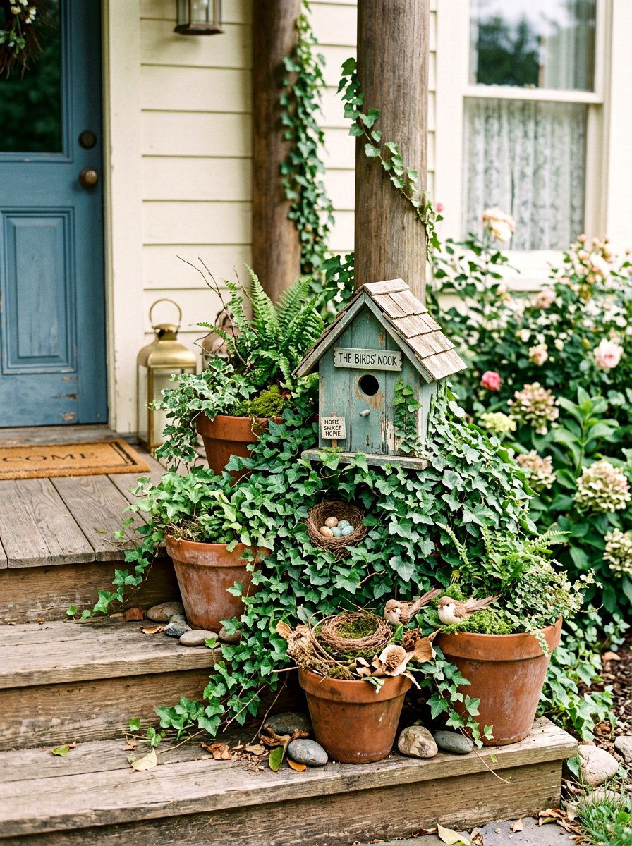 Bird Nest Porch Decoration - 25 Spring Porch Step Decor Ideas