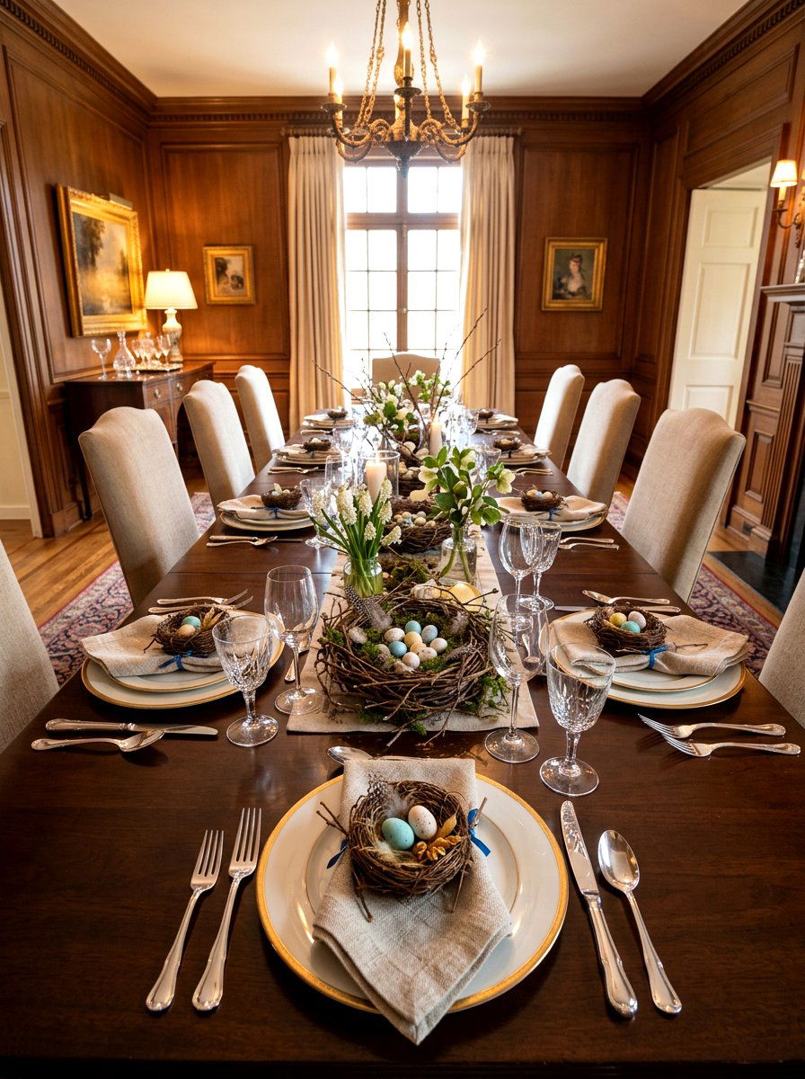 Bird Nest Table Setting - 25 Spring Gender Reveal Decor Ideas