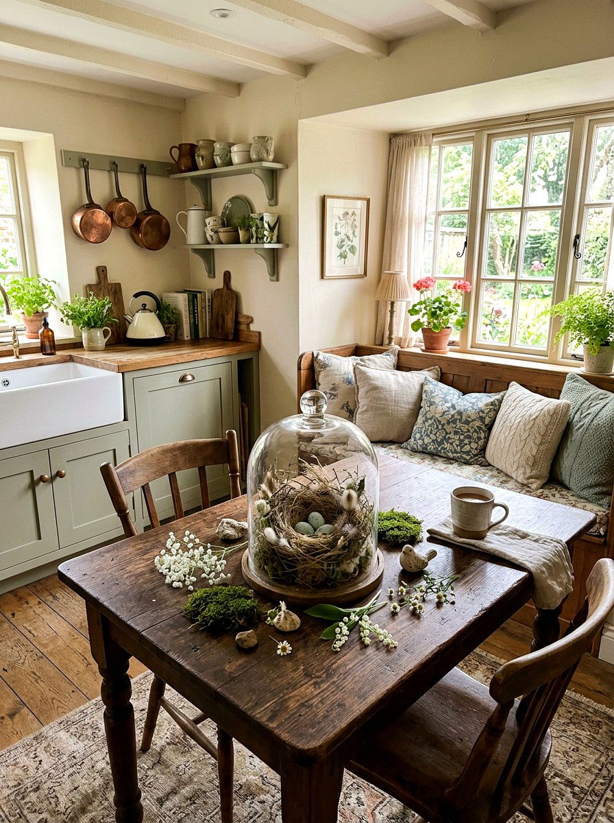 Bird Nest Table Vignette - 25 Spring Kitchen Table Centerpiece Ideas