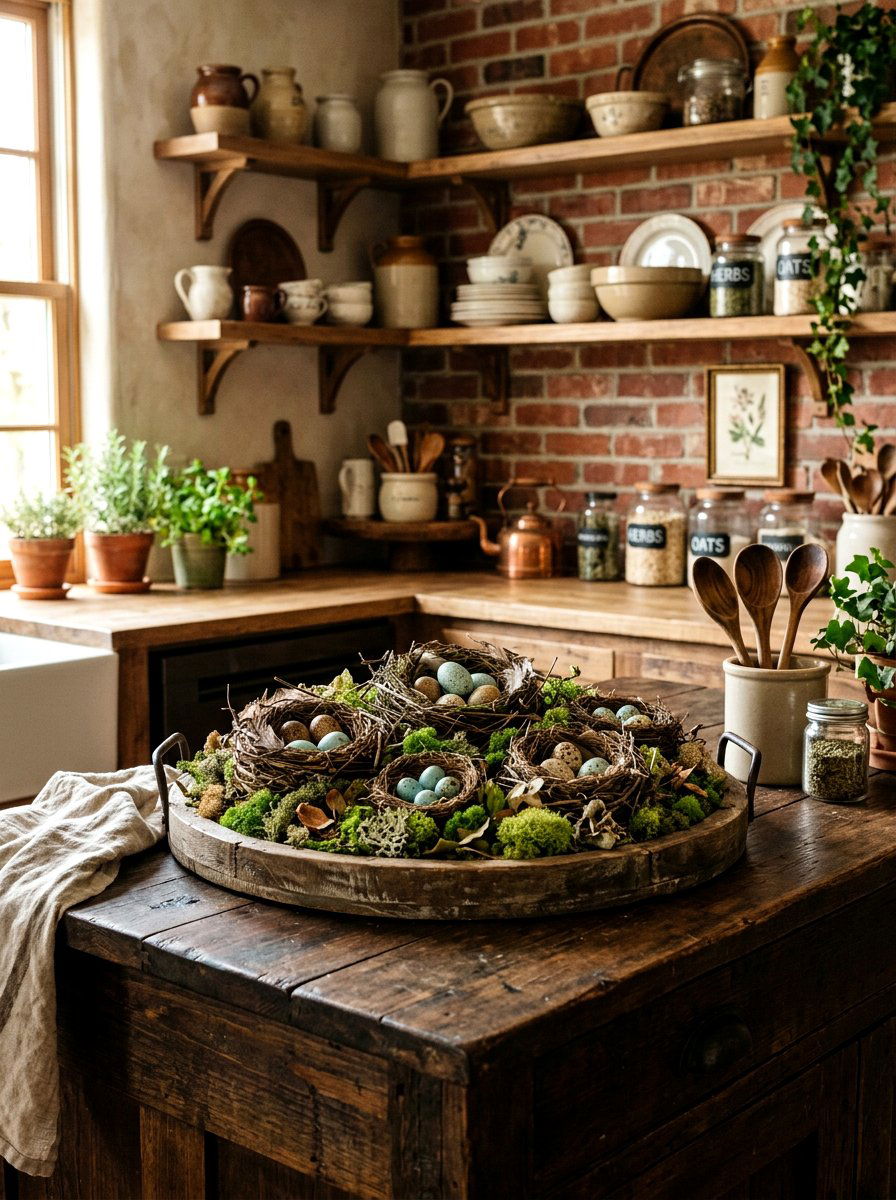 Bird Nest Tray - 25 Spring Tiered Tray Ideas for Kitchen