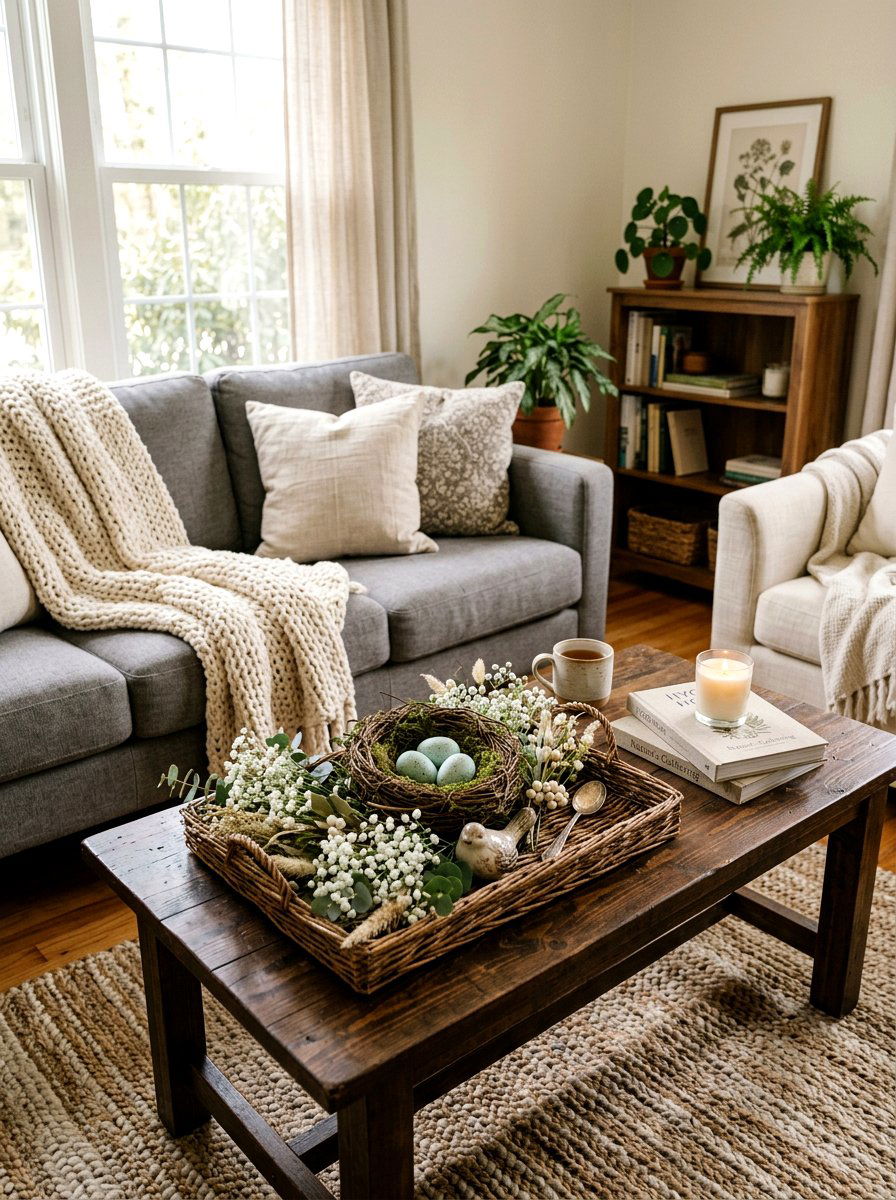 Bird Nest Tray - 25 Spring Round Tray Decor Ideas