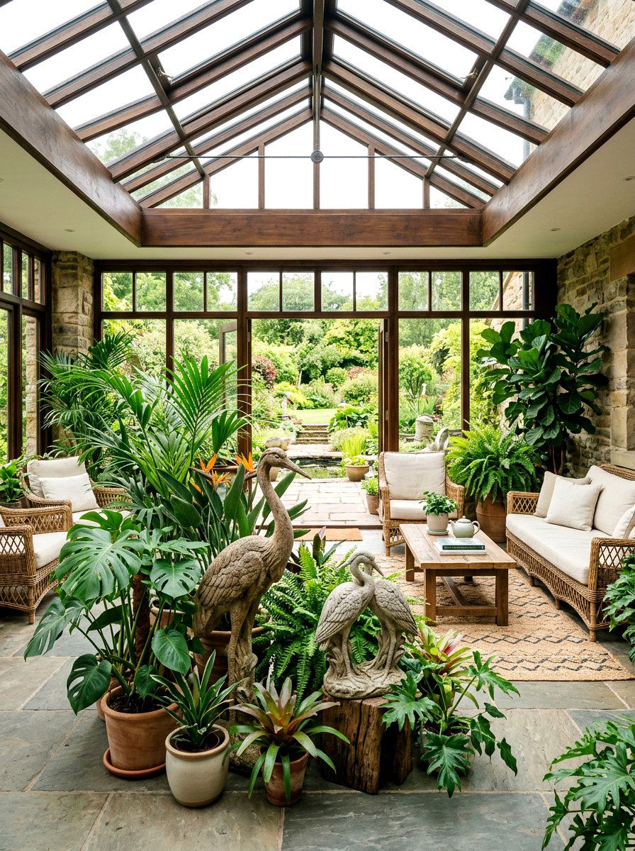 Bird Statuary Sunroom - 25 Spring Bird Decor Ideas