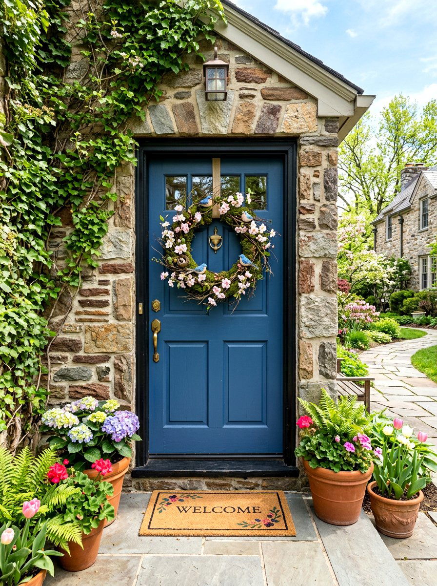 Bird Wreath Front Door - 25 Spring Bird Decor Ideas