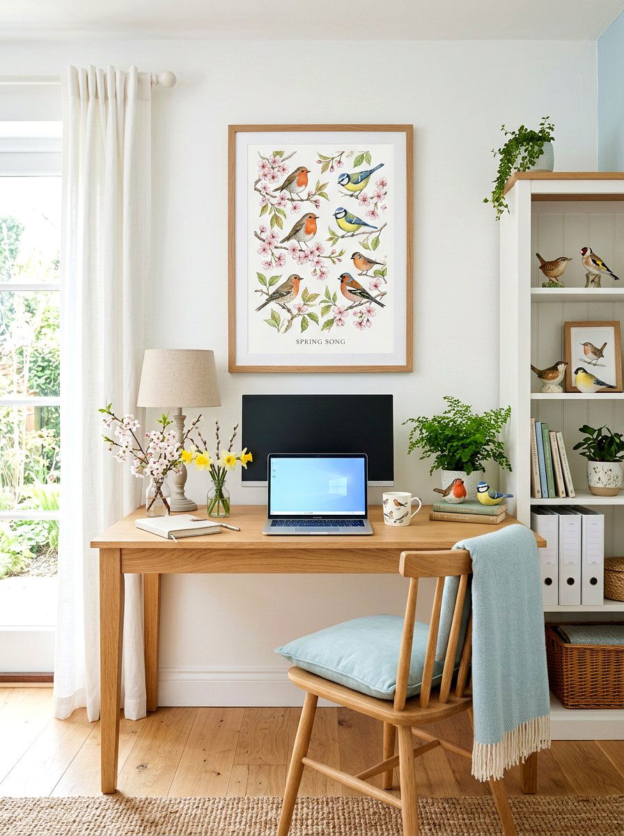 Bird motif decor - 25 Spring Office Decor Ideas