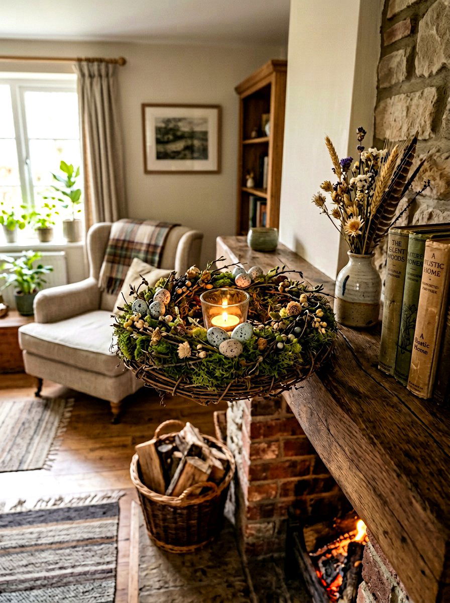 Bird nest candle wreath - 25 Spring Candle Wreath Ideas