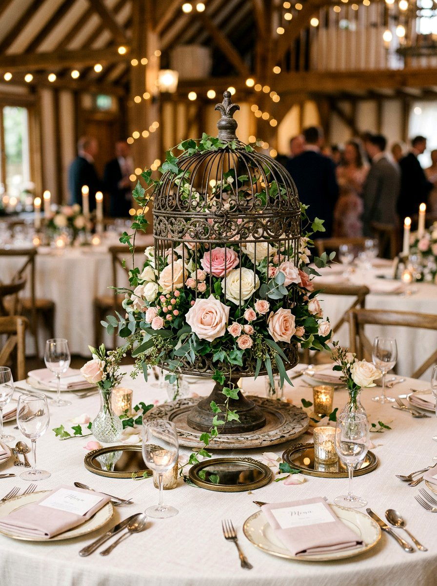 Birdcage Centerpiece - 25 Spring Wedding Reception Decor Ideas