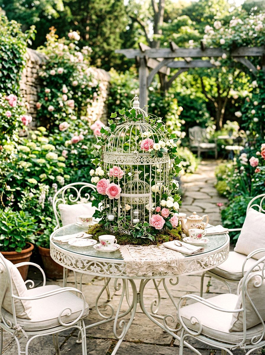 Birdcage Centerpiece - 25 Spring Engagement Party Decor Ideas