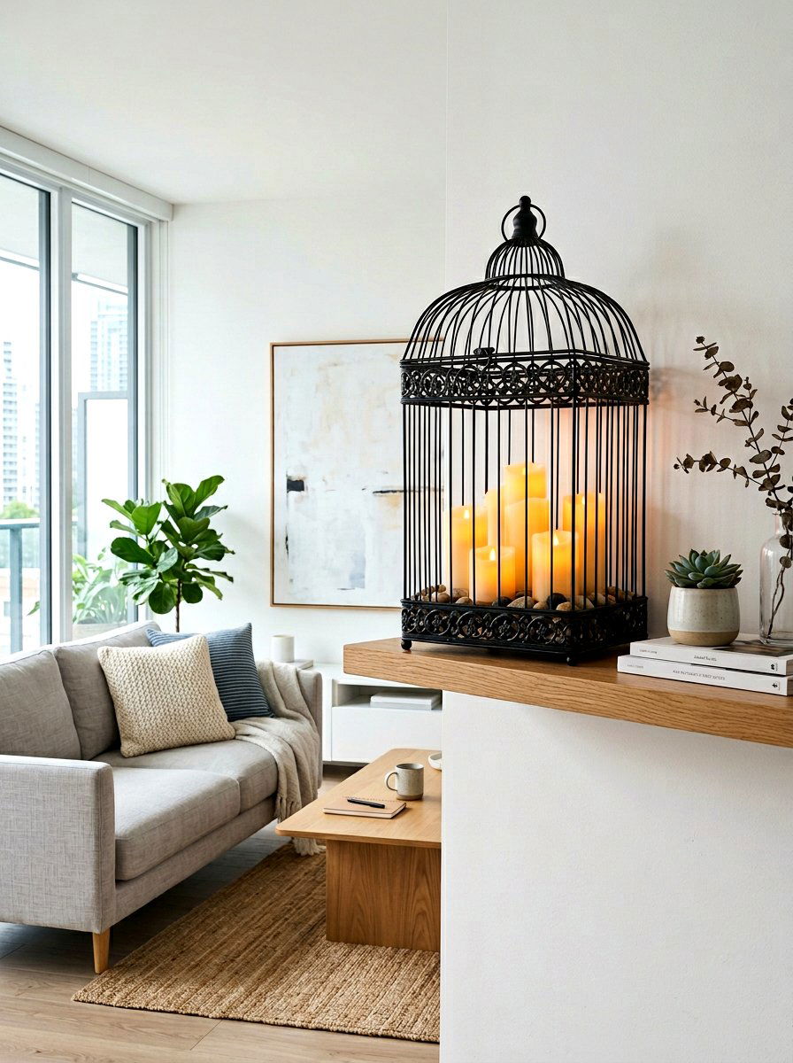 Birdcage Decor With LED Candles - 25 Spring Birdcage Decor Ideas