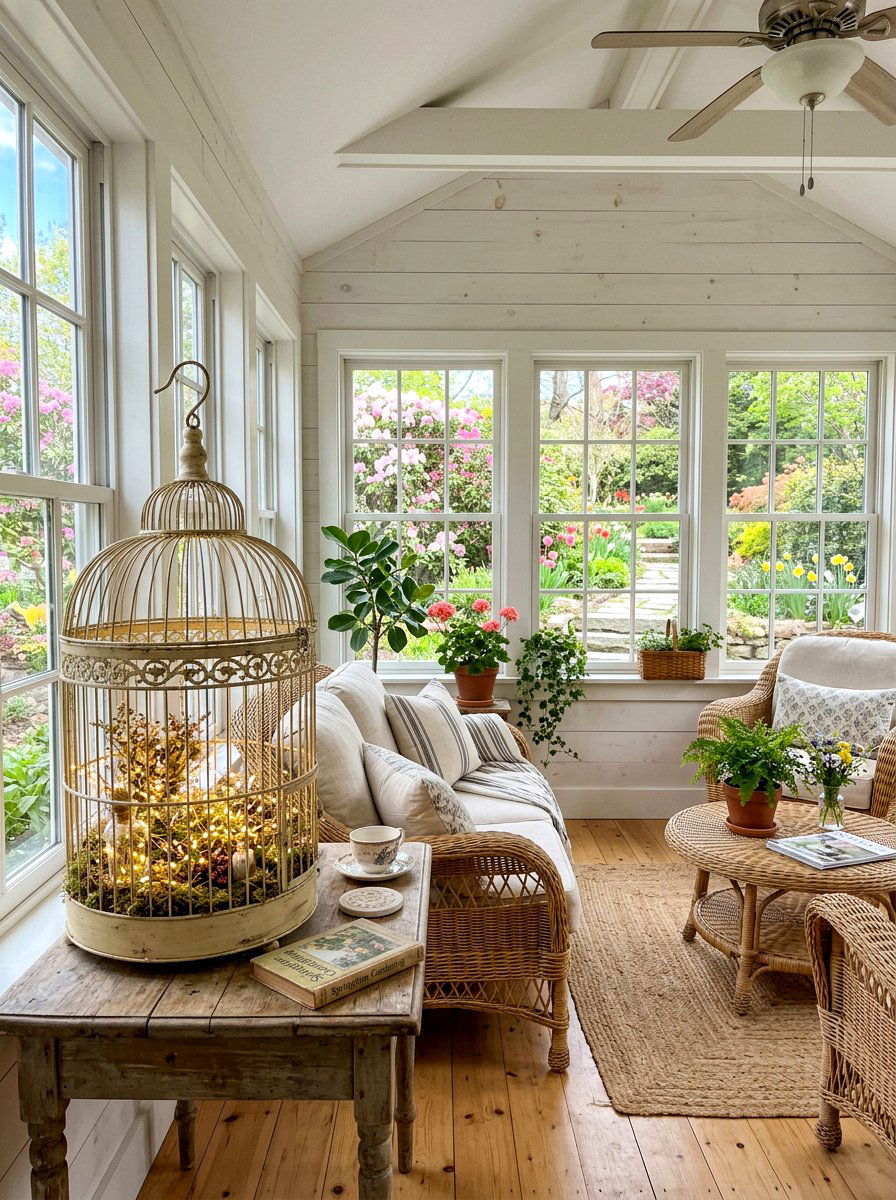 Birdcage Fairy Light Lantern - 25 Spring Fairy Light Ideas