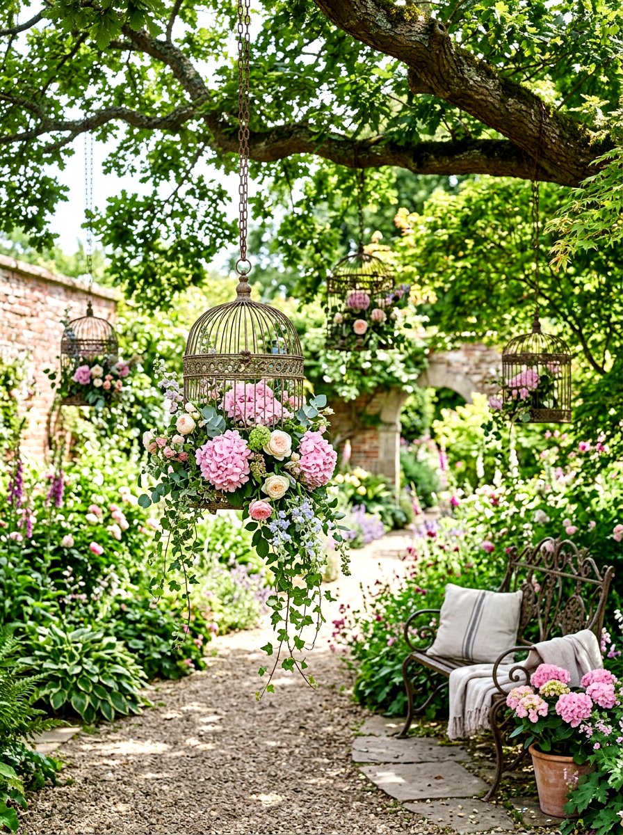 Birdcage Floral Arrangement - 25 Spring Backdrop Ideas