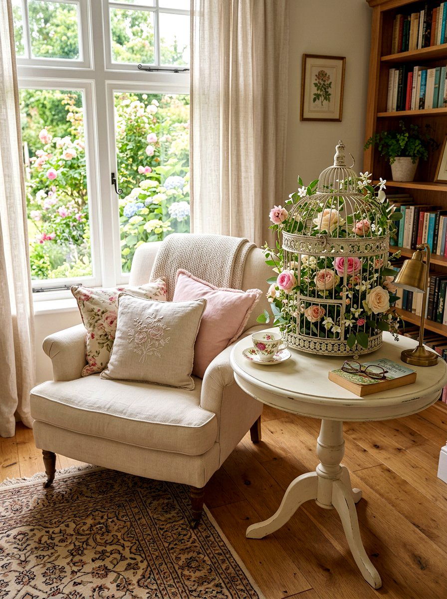 Birdcage Floral Display - 25 Spring DIY Flower Arrangement Ideas